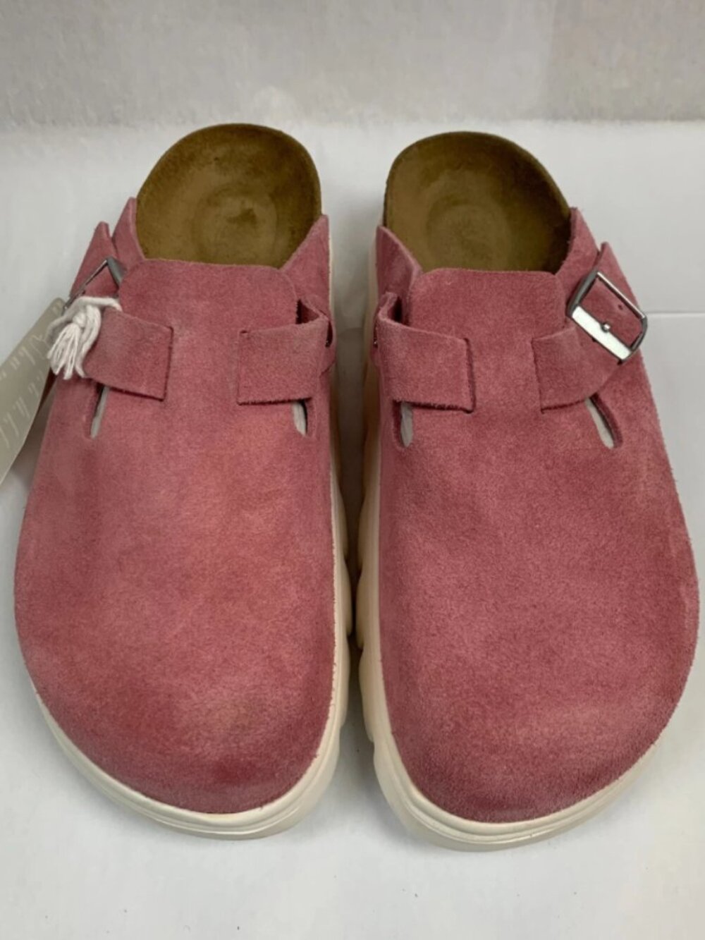 Birkenstock Boston Chunky Candy Pink Suede Leather Narrow Width Clogs